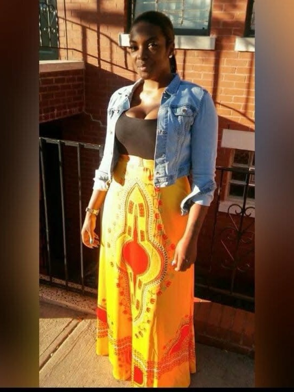 Dashiki Print Maxi Skirt  – Yellow/Red/Green (DIY Project Ready)